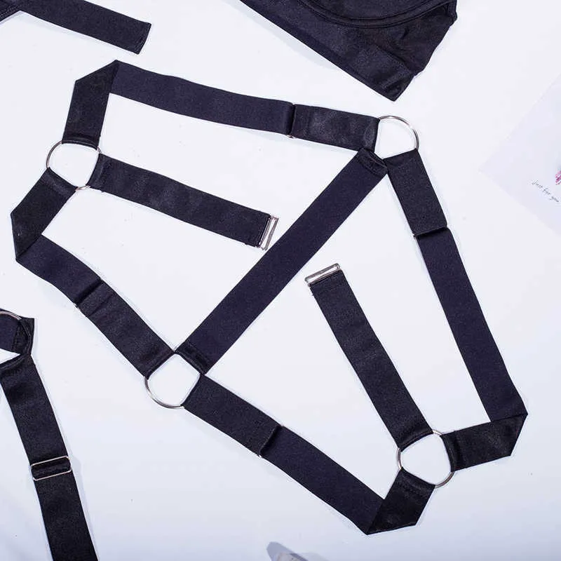 Sexy Set Goth Lingerie Set Hot Harnais Érotique Tenues Robe De Nuit