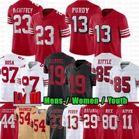 Christian McCaffrey Brock Purdy Football Jerseys Nick Bosa George Kittle Deebo Samuel Fred Warner Jerry Rice Montana Talanoa Hufanga Trent Williams Brandon Aiyuk