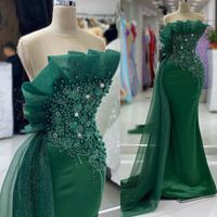 2024 Aso Ebi Green Mermaid Prom Dress Beaded Crystals Satin ...