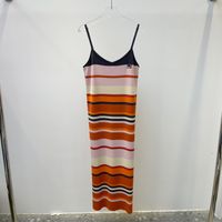 Womens Dress Colorful striped knitted slip dress