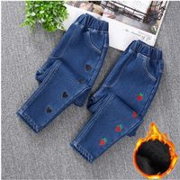 3-14 Years Teenage Pants For Girls Roupa Infantil Menina Winter Fleece Children Jeans Kids Denim Trousers Girls Clothing 240123