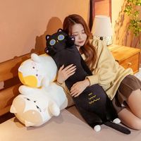 90/130cm Kawaii Soft Long Cat Pillow Stuffed Plush Toys Nap Pillow Home Comfort Cushion Boy Girl Birthday Gift cute plushies 240118