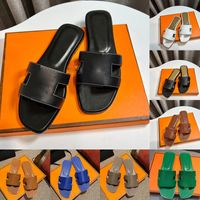 Designer Sandals,Luxury Designer Slides,Orange Leather Slides,Size 35-42 Womens Slippers,Flats Summer Beach Shoes,Black Brown Sliders Sandale