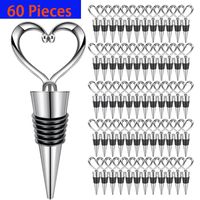 60Pcs Heart Shaped Red Wine Champagne Bottle Stopper Valentines Wedding Gifts Set Bar Accessories 240119