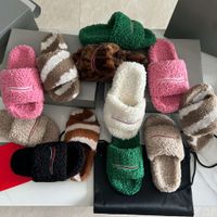 Fashion Fur Slides Designer Wool Letters Fuzzy Girl Slippers...