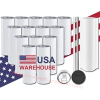 USA Warehouse Wholesale 20oz Straight Stainless Steel 20 Ounce Coffee Cup White Blank Sublimation Tumbler with Lid 913