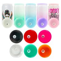 Colorful Plastic Lids for 16oz Glass Tumbler With Straw Hole...