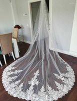 Bridal Veils High Quality Neat Lace Long 4 Meters Wedding Veil With Comb 400cm One Layer Bride Accessories Voile Mariage