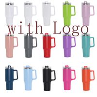 With Logo 40oz Mug Tumbler With Handle Insulated Tumblers Lids Straw Stainless Steel Coffee Termos Cup