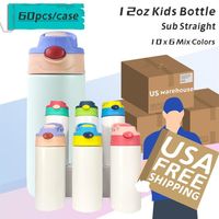 Local Warehouse 12oz 20oz Sublimation STRAIGHT Sippy Cups Kids Water Bottle with flip on the top Stainless Steel Baby Bottle Feedi197q