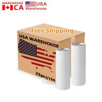 USA CA STOCK 20oz Sublimation Blanks Mugs Stainless Steel Double Walled Thermos Insulated Tumblers With Plastic Straw 25pcs/ctn 927