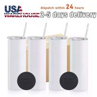 USA Stock 25pc/carton STRAIGHT 20oz Sublimation Tumbler Blank Stainless Steel Mugs DIY Tapered Vacuum Insulated Car Coffee 2 Days Delivery bb0117