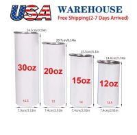 12/ 15/ 20/ 30 oz Sublimation Tumblers with Straws Lid Stainles...