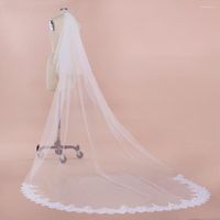 Bridal Veils Voile Mariage 3M Sequins Lace Edge Cathedral Long Wedding Veil With Comb Two Layers Face Covered Tulle Veu De Noiva