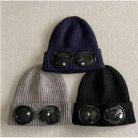 Designer two Lens Glasses Goggles Beanies Men Knitted Hats Skull Caps Outdoor Women Uniesex Winter Beanie Black Grey Bonnet gift 2023