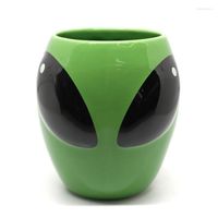 Mugs Creative 3D Alien Coffee Mug Cartoon Ceramic Cups Green Exquisite Funny Caneca With Lid Drinkware For Friends Gifts