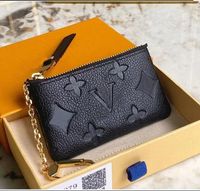 With box M62650 Key Pouch PU Leather Bag Holders Purse CLES Designer Fashion Womens Mens Key Ring Credit Card Holder Coin Purses Mini Wallet Charm Brown Canvas