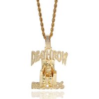Hip Hop Jewelry Iced Out DEATHROW Pendant Necklace Gold Filled CZ Zircon Bling Necklace With Chain Rapper DJ Accessories Gift