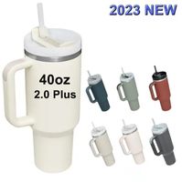 H2. 0 New 40oz Mugs With Silicone Handle Lid Straw Stainless ...