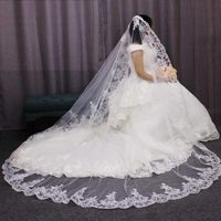 Bridal Veils High Quality Neat Lace Mantilla Veil One Layer Long White Ivory Wedding With Comb Voile Mariage Bride 2023