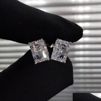 Stud Radiant Cut 2Ct Diamond Earring 100 Real 925 Sterling Sier Jewelry Promise Engagement Earrings For Women Bridal Drop Del Dhmdb