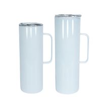 20oz 30oz sublimation tumblers with handle blank glossy white straight skinny tumbler stainless steel vacuum insulated coffee mug 25pcs/case