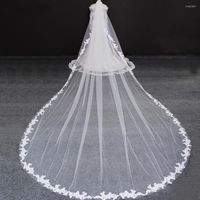 Bridal Veils Long 5 Meters Lace Edge Wedding Veil With Comb One Layer 5M White Ivory Voile Mariage Welon
