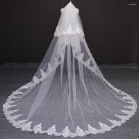 Bridal Veils High Quality 2 Layers Eyelash Lace Wedding Veil 3M Long 2T With Comb Voile Mariage 2023 Accessories
