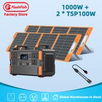 Flashfish Cheap Price 1000W Power Station with 2 PCS 100w Solar Panels Outdoor Back Up Solar Generator with Panel Completed Set