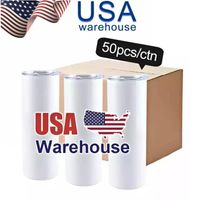 USA CA Warehouse 20 Oz Sublimation Tumblers Stainless Steel Double Wall Insulated Coffee Mug White Straight Blank 20oz Cups