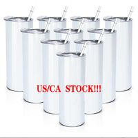 US/CA Stock 20oz Sublimation Tumblers Mugs Stainless Steel Insulated Double Walled Thermos Water Bottles 25pcs/Carton Fast Delivery