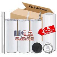 20oz Double Wall Vaccum Insulated Stainless Steel Mugs 20 oz Blanks Sublimation Straight Tumbler With Lid and Straw u1214