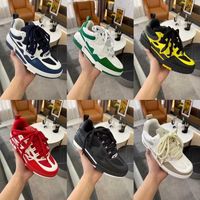 designer shoes men chunky skate sneaker mesh calfskin leathe...