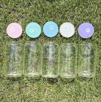Replaced Colored Plastic Lids for 16oz Glass Tumbler Blank C...