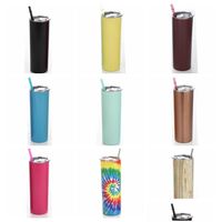 Tumblers 20Oz Stainless Steel Skinny Tumbler Lid St Coffee Cup Wine Mugs Portable Double Wall Vacuum Insated Water Bottles Drop Deli Dhvh1