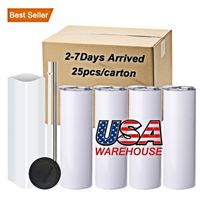 USA CA Warehouse STRAIGHT 20oz Sublimation Tumbler Blank Stainless Steel Mugs DIY Tapered Vacuum Insulated Car Coffee