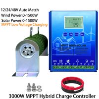 12V 24V 48V Wind1500W Solar1500W MPPT Hybrid Wind Solar Charge Controller With LCD Display Comon to Lead-Acid and Lithium-ion