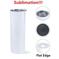 FLAT EDGE Blank Sublimation Tumbler 20oz STRAIGHT skinny tumbler Straight Cups 30oz Stainless Steel Beer Coffee Mugs Bottom Right Angle