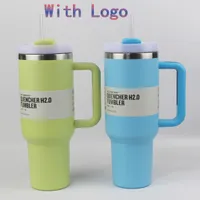 1pc New Quencher H2.0 40oz Stainless Steel Tumblers Cups With Silicone Handle Lid and Straw 2nd Generation Car Mugs Vacuum Insulated Water Bottles with logo G8821
