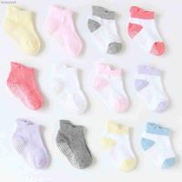 Kids Socks 6 Pairs/lot 0 to 5 Years Anti-slip Non Skid Ankle With Grips For Baby Toddler Kids Boys Girls All Seasons CottonL231114