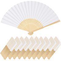50pcs White Foldable Paper Fan Portable Chinese Bamboo Fan Wedding Gifts For Guest Birthday Party Decoration Kids Painting