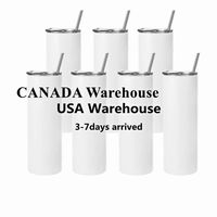 USA /CA Local Warehouse 20oz sublimation straight tumblers blanks white 304 Stainless Steel Vacuum Insulated Tumbler Slim DIY 20 oz Cups Car Coffee Mugs