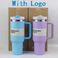 1pc New Quencher H2.0 40oz Stainless Steel Tumblers Cups With Silicone Handle Lid and Straw 2nd Generation Car Mugs Vacuum Insulated 40 oz Water Bottles H0261
