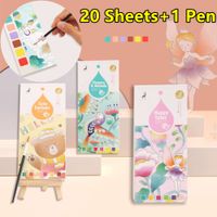 New Newest 20 Sheets Paint Water Activity Books Set with Brush Children Kids Portable Gouache Graffiti Picture Drawing Coloring Toys