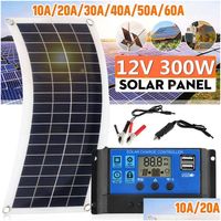 Solar Panels Portable 300W Panel Kit 12V Usb Charging Interface Board With Controller Waterproof Cells For Phone Rv Car Drop Delivery Dhoqw