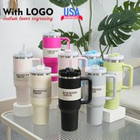 1pc New Quencher H2.0 40oz Stainless Steel Tumblers Cups With Silicone Handle Lid and Straw 2nd Generation Car Mugs Vacuum Insulated Water Bottles with logo G8821