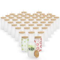 Sublimation 12oz 16oz 25oz Glass Can with Bamboo Lid Reusabl...