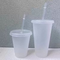 24oz Clear Cup Plastic Transparent Tumbler Summer Reusable C...
