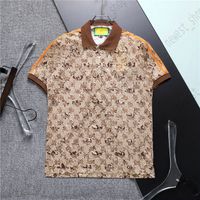 Summer Mens Plus Tees Polos designer t shirt men Letter print polo shirts patchwork leaf striped top sleeve t-shirts Street Casual cotton lapel Tshirts tee top