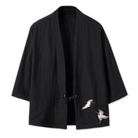QNPQYX New Crane Embroidery Shirts Haori Kimono Harajuku Japanese Style Plus Size Men Samurai Costume Yukata Asian Clothes Cardigan Women Jacket